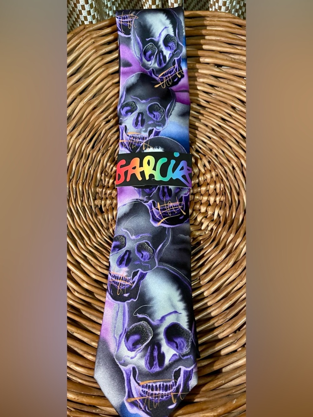 Garcia Plague Entity #67 Logo Silk Skull Tie